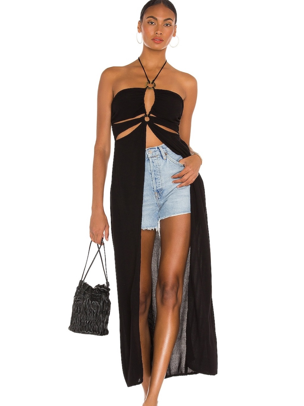 Tularosa Black Halter Cutout Maxi Top